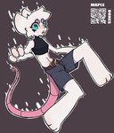 ambiguous_gender anthro bottomwear clothing fluffy green_eyes long_tail shirt shorts solo tail tank_top topwear hornygoatbritt maple_(hornygoatbritt) mammal mouse murid murine rodent absurd_res hi_res