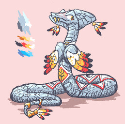 blush breasts busty_feral clothed clothed_feral clothing feathers female feral grey_body grey_scales holding_breast jewelry scales simple_background snake_hood solo yin_yang woodhouse3d feathered_scalie feathered_snake reptile scalie snake low_res
