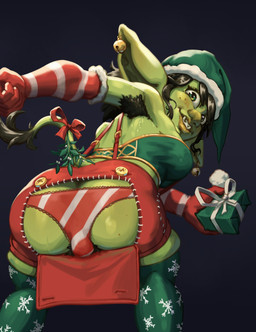 anus armpit_hair ass_up bell black_hair blush blush_lines bodily_fluids body_hair bottomwear breasts butt butt_focus butt_hair candy candy_cane christmas_clothing christmas_headwear christmas_present clothed clothing dessert elf_costume elf_hat exposed eyelashes female food freckled_face freckles genitals gift gloves hair hairy handwear hat headgear headwear holidays humanoid_pointy_ears jingle_bell long_eyelashes mistletoe mistletoe_bow mistletoe_on_crotch mistletoe_on_tail overalls panties partially_clothed plant pointy_ears presenting presenting_anus pube_peek pubes public public_exposure santa_hat shorts snowflake solo sweat sweaty_armpit sweaty_armpit_hair sweaty_breasts sweaty_butt sweaty_genitalia sweaty_legs sweaty_thighs tail tuft underwear underwear_down vulva papercake christmas elf goblin goblinoid humanoid absurd_res hi_res
