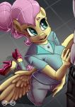 anthro big_breasts breasts clothed clothing duo female footwear high_heels kneeling shoes solo_focus wings empressbridle friendship_is_magic hasbro my_little_pony mythology fluttershy_(mlp) equid equine mammal mythological_creature mythological_equine pegasus