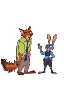 3_toes 4_fingers anthro barefoot belt belt_buckle biped black_belt black_clothing black_eyes black_footwear black_nose blue_bottomwear blue_clothing blue_necktie blue_pants blue_shirt blue_topwear bottomwear brown_claws brown_ears brown_tail buckle bulletproof_vest claws closed_frown clothed clothed_anthro clothed_female clothed_male clothing duo feet female female_anthro fingers fluffy fluffy_tail footwear frown fully_clothed fully_clothed_anthro fully_clothed_female fully_clothed_male fur green_dress_shirt grey_body grey_bottomwear grey_clothing grey_fur grey_pants half-closed_eyes hand_on_hip hand_on_own_hip holding_object holding_pen hunched_over larger_anthro larger_male long_ears looking_at_another male male_anthro mouth_closed multicolored_body multicolored_fur multicolored_tail narrowed_eyes necktie orange_tail pants pattern_necktie paws pen police police_officer police_uniform purple_eyes shirt simple_background size_difference smaller_anthro smaller_female smile smiling_at_another squint standing striped_necktie tail tan_body tan_fur tan_inner_ear tan_nose toe_claws toes toothy_grin topwear uniform unimpressed utility_belt white_background maron_art disney zootopia judy_hopps nick_wilde canid canine european_rabbit fox lagomorph leporid mammal oryctolagus rabbit red_fox true_fox 2017 digital_drawing_(artwork) digital_media_(artwork) english_description flat_colors