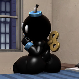 ambiguous_gender anthro bed big_butt bracelet bracelet_only butt for_a_head furniture fuse hand_on_head inside jewelry looking_at_viewer machine male on_bed shortstack shortstack_male sitting sitting_on_bed solo tail thick_thighs logdoesrenders kabalmystic_(modeler) mario_bros nintendo animate_inanimate bob-omb humanoid object_head robot robot_anthro robot_humanoid 1:1 3d_(artwork) digital_media_(artwork) hi_res source_filmmaker_(artwork)