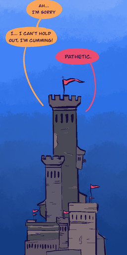 building castle comic_panel dialogue flag not_furry simple_background sky speech_bubble text tower zero_pictured vanilla_candy unicorn_blood_(comic) comic english_text hi_res