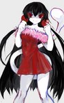 accessory black_hair clothing dress female hair hair_accessory minidress smile solo tail white_body white_skin yogurt200 8eyes bloodgirl_(8eyes) girl_(8eyes) humanoid tailed_humanoid absurd_res hi_res