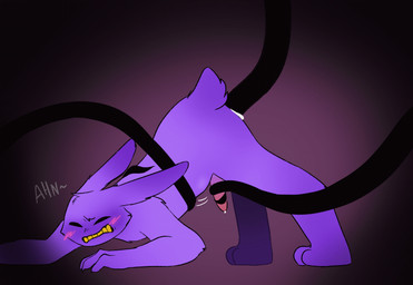 abdominal_bulge anal anal_penetration anthro bdsm black_tentacles bodily_fluids bondage bound bulge bulge_from_behind cum cum_while_penetrated doggystyle duo ejaculation from_behind_position fur genital_fluids genitals intersex intersex/male male male/male male_penetrated moan penetration penis pink_penis purple_body purple_fur restrained restrained_by_tentacles sex stroking_penis tentacle_in_ass tentacle_penetration tentacle_sex tentacles yellow_sclera violetfieldz glitch_productions the_amazing_digital_circus jax_(tadc) lagomorph leporid mammal rabbit animated hi_res