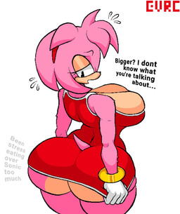 accessory anthro big_breasts big_butt black_eyebrows black_eyes black_nose bodily_fluids bracelet breasts butt clothing clothing_pull dialogue dress dress_pull eyebrows eyelashes female gloves gold_(metal) gold_bracelet gold_jewelry hair hair_accessory hairband handwear jewelry looking_at_butt looking_at_own_butt looking_back looking_back_at_self multicolored_body open_mouth pink_body pink_ears pink_hair pink_tail rear_view red_clothing red_dress red_hairband scut_tail short_tail simple_background solo sweat sweatdrop tail tan_body text thick_thighs tight_clothing two_tone_body white_background white_clothing white_gloves white_handwear evrc sega sonic_the_hedgehog_(series) amy_rose eulipotyphlan hedgehog mammal 2026 artist_name cel_shading colored digital_media_(artwork) english_text hi_res pixel_(artwork) portrait shaded three-quarter_portrait
