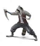 anthro armor bracers clothed clothing fighting_pose fur grey_body grey_fur knife male pose solo tail weapon whiskers xiss_burg overgrowth mammal procyonid raccoon hi_res