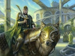 armor bridle cape city cityscape clothing duo_focus feral group holding_melee_weapon holding_object holding_sword holding_weapon male melee_weapon quadruped reins riding robe saddle straddling sword weapon matt_stewart hasbro magic:_the_gathering wizards_of_the_coast canid canine canis human mammal wolf official_art