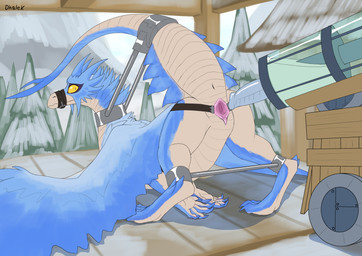 anus bdsm blue_body blue_scales bodily_fluids bondage bound claws container cum cum_in_container dildo female feral forced genital_fluids genitals horn machine muzzle_(object) muzzled restrained restraints scales sex_toy snow solo spread_vulva spreader_bar spreading tail vulva wings worried dhalek capcom monster_hunter mythology dragon elder_dragon mythological_creature mythological_scalie scalie velkhana absurd_res digital_media_(artwork) hi_res
