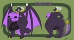 absurd_res anthro black_body dirtymac dragon gold green_eyes hi_res horn hyper intersex jewelry legs mythological_creature mythological_scalie mythology nude purple_body purple_underbelly scalie tail wings