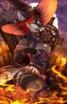 alternative_fashion anthro big_breasts breasts cemetery clothing corset female fire glowing hair haunted holidays jack-o'-lantern lingerie magic magic_user pose punk red_hair rock spell spoopy topwear witch avoid_posting zingiber halloween amelya canid canine canis mammal wolf hi_res pinup