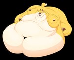 3_toes anthro belly big_belly big_butt black_background bodily_fluids brown_nose brown_pawpads butt cream_belly drooling feet fur huge_belly huge_butt huge_moobs hyper hyper_belly immobile lidded_eyes male morbidly_obese morbidly_obese_anthro morbidly_obese_male navel obese obese_anthro obese_male open_mouth overweight overweight_anthro overweight_male pawpads pink_tongue saliva simple_background sitting solo tan_belly toes tongue tongue_out yellow_body yellow_fur mikoyote mikoyote_(character) canid canine canis coyote mammal blob_(disambiguation) hi_res