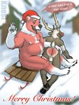 anthro antlers beer_belly blush body_blush butt_blush butt_slap chest_tuft cloven_hooves dialogue dominant dominant_male duo facial_hair forced genitals holidays hooves horn interspecies male male/male mature_male mustache nipples overweight overweight_male penis slap sled slightly_chubby spanking spanking_focus submissive submissive_male tail text tuft knest christmas rudolph_the_red-nosed_reindeer santa_claus bear deer mammal new_world_deer reindeer 2d_animation 3:4 animated english_text loop low_res motion_tweening short_playtime