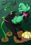 anthro big_butt black_body black_fur butt clothed clothing eyewear flower fur glasses hat headgear headwear nude plant smile solo tentacles thick_thighs greey deltarune undertale undertale_(series) flowey_the_flower ralsei bovid caprine darkner elemental_creature flora_fauna flower_creature goat mammal 2019 absurd_res digital_media_(artwork) hi_res