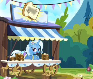accessory bottomwear bread burnt_toast clothing female food hair_accessory hairpin horn purple_eyes skirt solo star toast vehicle wagon pixelkitties friendship_is_magic hasbro my_little_pony mythology trixie_(mlp) equid equine mammal mythological_creature mythological_equine unicorn 2014