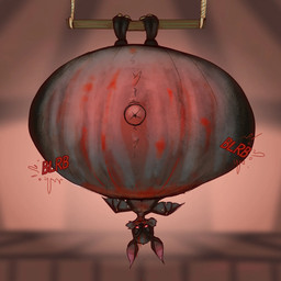 bat_ears bat_wings belly big_belly bloated blood blood_on_face bodily_fluids claws fangs feral fur hanging_upside_down huge_belly looking_at_viewer male membrane_(anatomy) membranous_wings morbidly_obese morbidly_obese_feral morbidly_obese_male navel nude obese obese_feral obese_male outie_navel overweight overweight_feral overweight_male solo sound_effects teeth text upside_down wings scudmum conker's_bad_fur_day rareware count_batula bat mammal 1:1 2026 colored colored_sketch digital_drawing_(artwork) digital_media_(artwork) hi_res shaded sketch