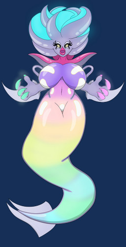 3_fingers anthro big_breasts blue_body blue_fingernails blue_nails breasts colored_nails female fingernails fingers green_body mermaid_tail nails purple_body solo split_form yellow_body yellow_eyes cyberkaku nintendo pokemon pokemon_legends_z-a aquatic cephalopod generation_9_pokemon mega_evolution mega_malamar merfolk mollusk pokemon_(species) 2025 absurd_res alpha_channel hi_res
