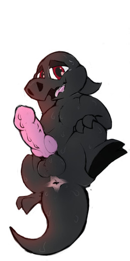 anthro balls big_penis black_body bodily_fluids erection feral genitals male male/male penis simple_background solo sweat sirunfurr nintendo pokemon generation_7_pokemon pokemon_(species) salandit hi_res shaded simple_shading