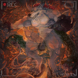 animal_genitalia anthro ball_tuft balls bared_teeth biceps big_penis bodily_fluids camera cave claws crotch_tuft erection forked_tongue fur genitals hair living_tail looking_at_viewer male markings multi_eye muscular muscular_anthro muscular_male nude open_mouth pawpads pecs penis reaching_towards_viewer recording red_hair saliva scales sheath size_difference snake_tail solo spots spotted_body spotted_fur tail teeth tentacles tongue tuft unusual_anatomy unusual_tail vein veiny_penis video_camera whiskers artjackal basker_(baskerofbabylon) canid canid_demon canine canis chimera demon hybrid mammal monster reptile scalie snake wolf 1:1 hi_res