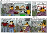 anthro canid canine canis closet_coon colin_young comic dialogue donny_squirrel eating english_text fox group leafdog lunch male mammal mustelid otter red_fox rick_mooney rodent sciurid tail text tree_squirrel true_fox wolf