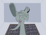 anthro balls bent_leg chalkboard classroom feet foot_focus genitals information_board low-angle_view male nude on_one_leg penis raised_foot repeated_text school soles solo standing straight_leg text worm's-eye_view writing_text aaron_amethyst disney star_vs._the_forces_of_evil toffee_(svtfoe) lizard reptile scalie absurd_res digital_media_(artwork) english_text hi_res paint_tool_sai_(artwork)