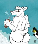 anthro arctic beak beverage big_breasts big_butt bottle breasts butt cola container duo eyewear eyewear_on_head female fur looking_at_viewer nude slightly_chubby snow soda sunglasses sunglasses_on_head white_body white_fur unclescooter avian bear bird mammal penguin polar_bear ursine 2016 digital_media_(artwork) hi_res