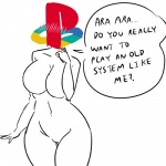 big_breasts blush blush_lines breasts curvy_figure dialogue featureless_breasts featureless_crotch female female_humanoid for_a_head huge_breasts humor logo mature_female navel not_furry nude nude_female nude_humanoid object_to_humanoid personification playstation_logo simple_background solo speech_bubble talking_to_viewer text video_game_logo white_background wide_hips lesser playstation sony_corporation sony_interactive_entertainment animate_inanimate humanoid living_logo object_head 1:1 english_text lol_comments