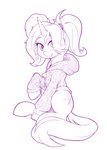 clothing cutie_mark female feral hoodie horn pigtails quadruped sitting solo topwear dstears friendship_is_magic hasbro my_little_pony mythology trixie_(mlp) equid equine mammal mythological_creature mythological_equine unicorn 2020 hi_res monochrome purple_and_white