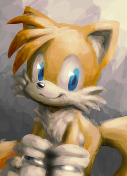 anthro blue_eyes clothing fur gloves handwear male smile solo white_body white_fur yellow_body yellow_fur nonananana sega sonic_the_hedgehog_(series) miles_prower canid canine fox mammal 2015 hi_res