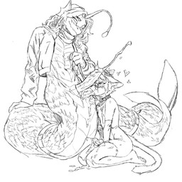 anthro bodily_fluids collar cum cum_in_mouth cum_inside cum_on_face cum_on_ground duo eyewear fellatio genital_fluids genitals glasses knot knotted_penis leash leash_pull male male/male male_penetrated male_penetrating male_penetrating_male multi_genitalia multi_penis oral penetration penile penis sex submissive submissive_male text wearing_glasses anonymous_artist mocha_(enzowastaken) sebastian_solace_(pressure) anglerfish_humanoid anglerfish_merfolk domestic_cat felid feline felis humanoid mammal 1:1 english_text hi_res monochrome sketch sketch_page