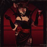 1:1 2023 absurd_res adobe_photoshop_(artwork) anthro armwear beverage black_clothing black_dress black_gloves black_handwear black_nose breasts brown_body brown_fur brown_hair choker claws cleavage clothed clothing container cup deer digital_drawing_(artwork) digital_media_(artwork) dress drinking_glass ear_piercing elbow_gloves eyebrows eyelashes fangs female female_anthro fully_clothed fur garter_belt_leggings garter_straps glass glass_container glass_cup gloves green_eyes hair half-length_portrait handwear hi_res holding_beverage holding_glass holding_object holding_wine_glass ilex_(literaldeerirl) jewelry leggings legwear literaldeerirl looking_at_viewer mammal necklace new_world_deer open_mouth piercing portrait red_claws screentone scut_tail shaded short_tail simple_background smile snout solo standing tail tan_body tan_fur teeth trans_(lore) trans_woman_(lore) vampire vampire_costume white-tailed_deer wine_glass