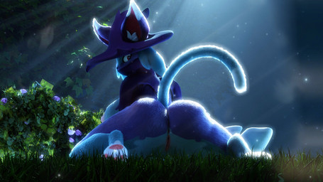 anthro barely_visible_genitalia barely_visible_vulva big_breasts breasts butt clothing digitigrade female flower fluffy fur genitals grass hat headgear headwear inner_ear_fluff light light_beam looking_at_self looking_back looking_back_at_self nature nipples on_ground outdoor_nudity outside particles plant purple_body purple_fur realistic_fur rear_view red_eyes shrub solo spread_legs spreading tail thick_thighs tuft vulva witch_hat mrs_dexie furromantic_(modeler) palworld pocketpair felid feline katress mammal pal_(species) 16:9 3d_(artwork) 4k absurd_res digital_media_(artwork) hi_res widescreen