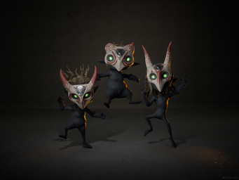 5_fingers arms_bent bent_legs black_body black_skin black_wall brown_hair empty_eyes featureless_crotch featureless_feet feet finger_guns fingers group hair horned_mask humanoid_pointy_ears jumping light looking_at_viewer male male_humanoid mask mask_only medium_hair midair not_furry nude nude_humanoid nude_male on_one_leg pointy_ears slightly_chubby slightly_chubby_humanoid slightly_chubby_male standing text trio white_mask mirim_lee highguard_(game) boney_(highguard) gus_(highguard) mooch_(highguard) humanoid spirit wisp_(highguard) 2026 3d_(artwork) absurd_res artist_name autodesk_maya_(artwork) colored concept_art digital_media_(artwork) english_description hi_res lighting marmoset_toolbag_(artwork) official_art shaded substance_painter_(artwork) unreal_engine_(artwork) zbrush_(artwork)