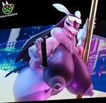 anthro areola big_breasts black_body black_hair black_scales blue_eyes breasts butt clothing collar condom eyewear eyewear_on_head female glasses hair huge_breasts neck_tuft panties pole scales sexual_barrier_device solo thick_thighs tuft underwear unused_condom white_body white_scales wide_hips wrapped_condom zennilad bom39_(modeler) palworld pocketpair yuki_(evov1) yukivander_(evov1) lovander pal_(species) scalie 3d_(artwork) digital_media_(artwork) hi_res