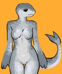 anthro breasts dark_eyes featureless_breasts featureless_crotch female markings medium_breasts sharp_teeth skinny skinny_female solo spots spotted_markings tail teeth unknown_artist leopard_seal mammal marine pinniped seal hi_res