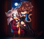 anthro assertive_female big_breasts black_clothing black_dress breasts cat_tail clothed clothing dress duo female female_on_top fluffy fluffy_hair full_moon furniture hair inside legwear looking_at_viewer male male/female moon night on_top skimpy re-sublimity-kun sega sonic_the_hedgehog_(series) chise_(re-sublimity-kun) fan_character shamir domestic_cat felid feline felis mammal 2021 digital_media_(artwork) shaded