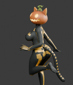 anthro areola big_breasts big_butt black_body breasts butt female female_anthro food for_a_head fruit grey_background nipples nude nude_anthro nude_female plant pumpkin pumpkin_head simple_background solo tail wide_hips silly_fox epic_games fortnite spice_(fortnite) felid feline mammal object_head 2026 3d_(artwork) digital_media_(artwork) hi_res