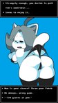 anthro bent_over black_bars black_clothing black_panties black_underwear blush butt clothing clothing_pull female fur grey_hair hair legwear panties panty_pull raised_tail solo tail text text_box thigh_highs tongue tongue_out underwear underwear_pull wedgie white_body white_fur dongitos undertale undertale_(series) temmie_(undertale) tem 2017 english_text hi_res letterbox