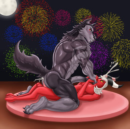 anal anal_penetration bodily_fluids cowgirl_position cum cum_in_ass cum_inside duo from_front_position fur genital_fluids grey_body grey_fur horn larger_male larger_on_top larger_penetrated male male/male male_penetrated male_penetrating male_penetrating_male multicolored_body multicolored_fur muscular muscular_male on_bottom on_top penetration penile penile_penetration penis_in_ass power_bottom sex size_difference small_top_big_bottom smaller_male two_tone_body two_tone_fur hellaverse helluva_boss mythology moxxie_(helluva_boss) vortex_(helluva_boss) canid canid_demon canine demon hellhound humanoid imp mammal mythological_canine mythological_creature