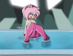 anthro areola big_breasts breasts camel_toe clothing erect_nipples female nipples solo water wet wet_clothing sandunky sega sonic_the_hedgehog_(series) amy_rose eulipotyphlan hedgehog mammal hi_res