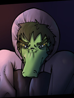 angry anthro biped bodily_fluids clothed clothed_anthro clothed_female clothing crying female front_view frown gradient_background green_body green_hair green_scales grey_eyes hair half-closed_eyes hood_up hoodie narrowed_eyes purple_clothing purple_hoodie purple_topwear sad scales simple_background solo tears topwear yellow_sclera zytkal cavemanon_studios i_wani_hug_that_gator olivia_halford baryonyx dinosaur prehistoric_species reptile saurischian scalie spinosaurid theropod bust_portrait colored dark_theme portrait shaded