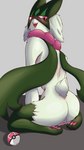 anthro blush butt feet female genitals love_ball pawpads paws pokeball pose pussy short_tail solo tail kikagaro nintendo pokemon felid feline generation_9_pokemon mammal meowscarada pokemon_(species) 9:16 hi_res pinup