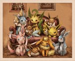 ambiguous_gender family feral fin furniture group on_sofa open_mouth open_smile plushie quadruped smile sofa tail tail_fin young young_ambiguous young_feral koike_09 nintendo pokemon eevee eeveelution flareon generation_1_pokemon generation_4_pokemon generation_6_pokemon glaceon jolteon leafeon marine pokemon_(species) sylveon vaporeon 2018 e621_post_recursion parent_(lore) parent_and_child_(lore) sibling_(lore)