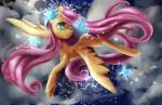 blue_eyes cloud cutie_mark detailed_background feathered_wings feathers female feral flying fur hair moon night outside pink_hair solo sparkles wings yellow_body yellow_feathers yellow_fur my-magic-dream friendship_is_magic hasbro my_little_pony mythology fluttershy_(mlp) arthropod butterfly equid equine insect lepidopteran mammal mythological_creature mythological_equine pegasus 2013 absurd_res hi_res