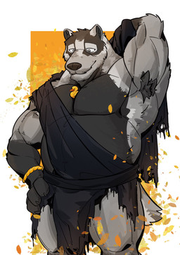 anthro armpit_focus armpit_hair biped black_body black_fur black_nose body_hair clothed clothed_anthro clothed_male clothing fur grey_body grey_fur grey_tail male musclegut muscular muscular_thighs short_tail solo tail milatora1 echo_(series) echo_project the_smoke_room nikolai_krol badger european_badger mammal meles mustelid musteline 2024 hi_res