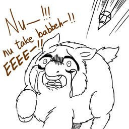 ambiguous_feral ambiguous_gender baby_talk bodily_fluids brown_text claw_machine crying dialogue feral front_view hooves open_mouth overweight overweight_feral running running_away scared solo tail tears text yellowcottoncandy030 fluffy_pony fluffy_pony_(species) mammal 1:1 2025 comic digital_media_(artwork) english_text hi_res spot_color
