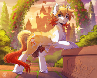 animal_genitalia animal_penis balls blue_eyes chest_tuft crown crown_only cutie_mark equine_genitalia equine_penis feral flower genitals grass headgear headgear_only hooves horn looking_away male outside penis plant red_flower snout solo tree tuft javafluffy hasbro my_little_pony mythology fan_character lairius_(fukko) equid equine mammal mythological_creature mythological_equine unicorn colored digital_drawing_(artwork) digital_media_(artwork) hi_res shaded