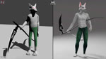 16:9 2008 2018 3d_(artwork) 3d_animation 4_toes 5_fingers animated anthro art_improvement ash_(she_scale) biped bottomwear canid claws clothed clothing denim denim_bottomwear denim_clothing digital_media_(artwork) feet fingers front_view fur hi_res jeans loop male mammal melee_weapon multiple_versions navel no_sound pants polearm red_eyes scythe she_scale short_playtime solo standing toes topless weapon webm white_body white_fur widescreen