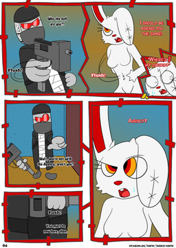 aiming aiming_at_another aiming_gun aiming_weapon ambiguous_gender angry anthro automatic_weapon bandage bandaged_body bandaged_head bodily_fluids breasts buckteeth clothed clothing coat comic_panel confusion dialogue doll duo eyewear female floating_hands fur gesture grey_body grey_fur gun hand_gesture handgun holding_gun holding_object holding_ranged_weapon holding_weapon kerchief long_ears looking_at_another mask multicolored_eyes pointing pointing_at_another pointing_gun ranged_weapon red_eyes red_inner_ear red_nose stare stitch_(sewing) stitched_body stitched_ear submachine_gun surprised sweat sweatdrop tailless teeth text topwear uzi weapon white_body white_fur yellow_eyes otakon_(artist) 2spot_studio bloody_bunny_(series) madness_combat bloody_bunny hank_j._wimbleton animate_inanimate lagomorph leporid living_doll mammal nevadean_(madness_combat) rabbit absurd_res comic cover cover_art cover_page crossover digital_drawing_(artwork) digital_media_(artwork) english_text hi_res