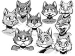 anthro countershade_face countershade_fur countershading eyebrows fangs fur open_mouth smile teeth tongue tongue_out whiskers saran_kit domestic_cat felid feline felis mammal 4:3 hi_res monochrome